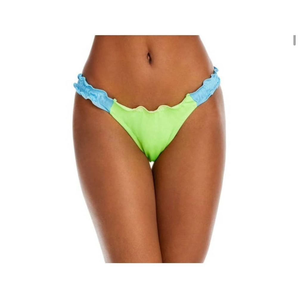 Peixoto women’s Ruffed Hipster Swim bikini bottom green XL swimsuit retro boho